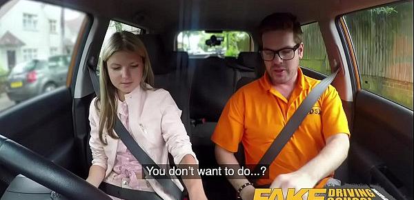  Fake Driving School Hot and lonely blonde Russian fucked to orgasm in car